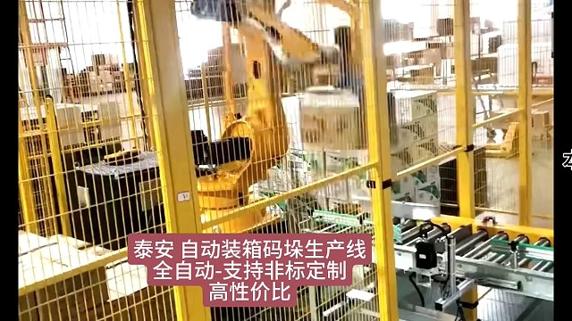 泰安 自动装箱码垛生产线全自动-支持非标定制-高性价比，码垛机(机电一体化高技术产品，立柱机器人箱装