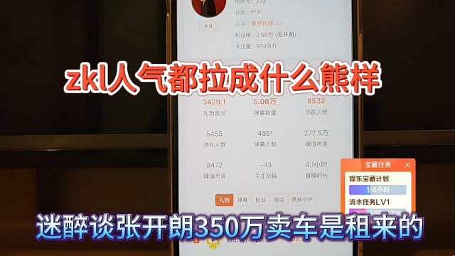 迷醉談張開朗350萬(wàn)買車是租來(lái)的，zkl都拉成什么熊樣了