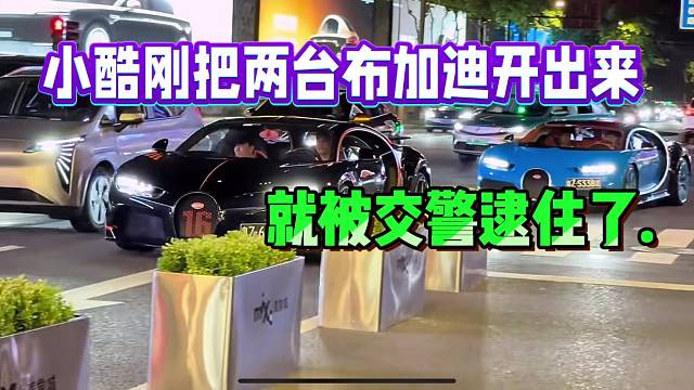 小酷剛把兩臺(tái)布加迪開(kāi)出來(lái)，就被交警逮住了.