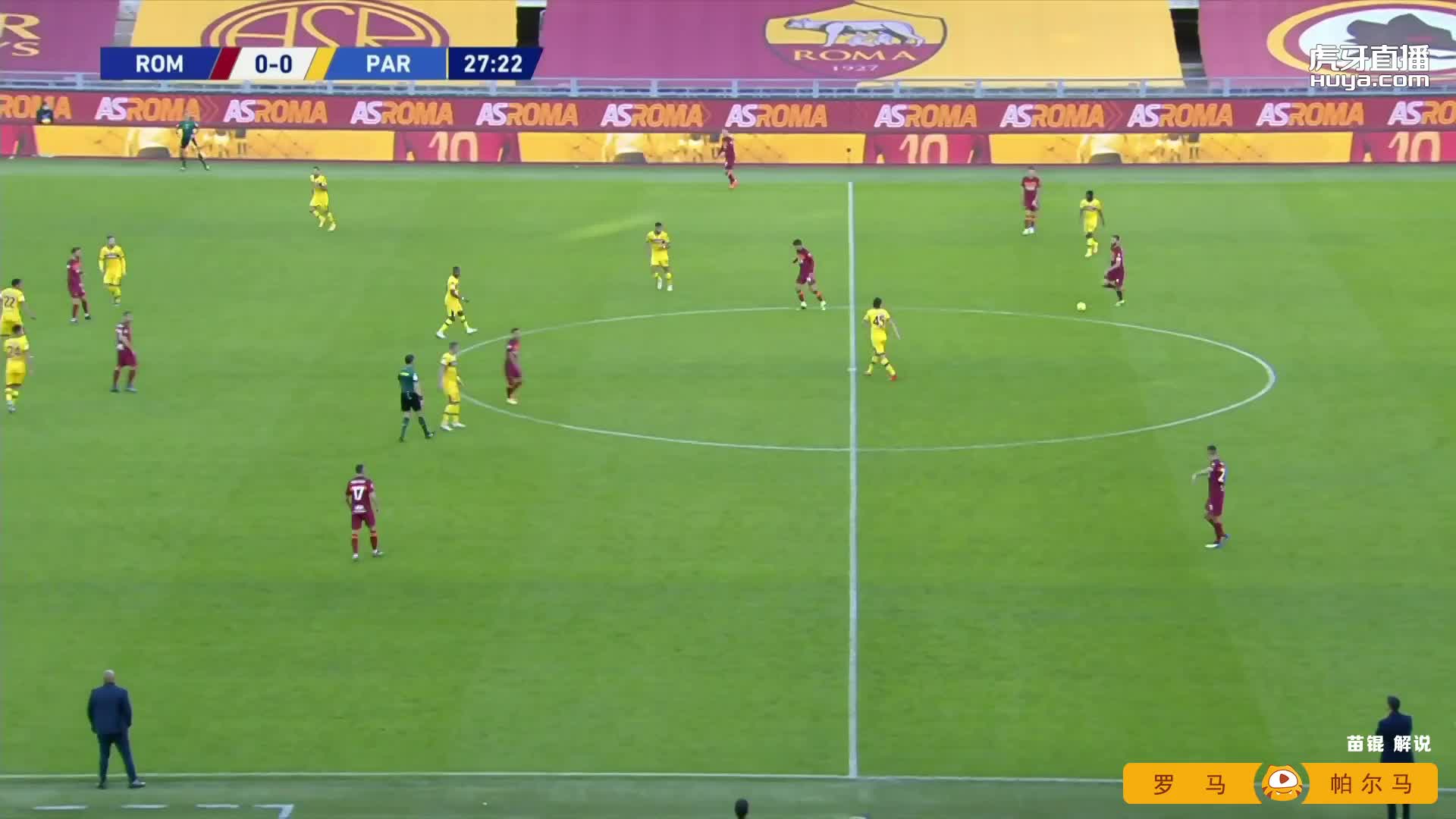 进球！意甲罗马左路直塞推射破门 1-0！