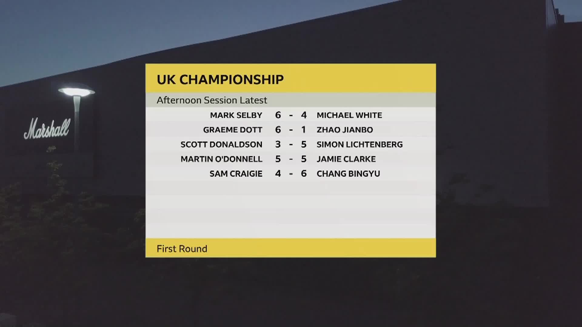 1123日#斯诺克英锦赛#约翰·希金斯vs弗盖尔·奥布莱恩上半场，清流1号桌