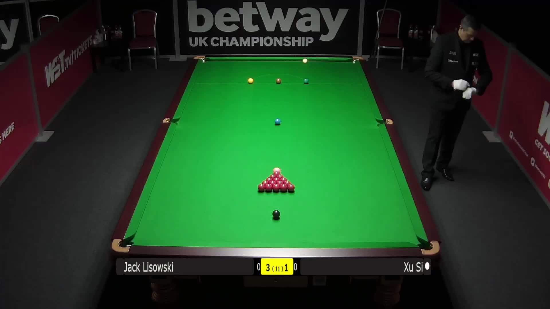 杰克·利索夫斯基VS徐思12月1日斯诺克英锦赛 下半场清流