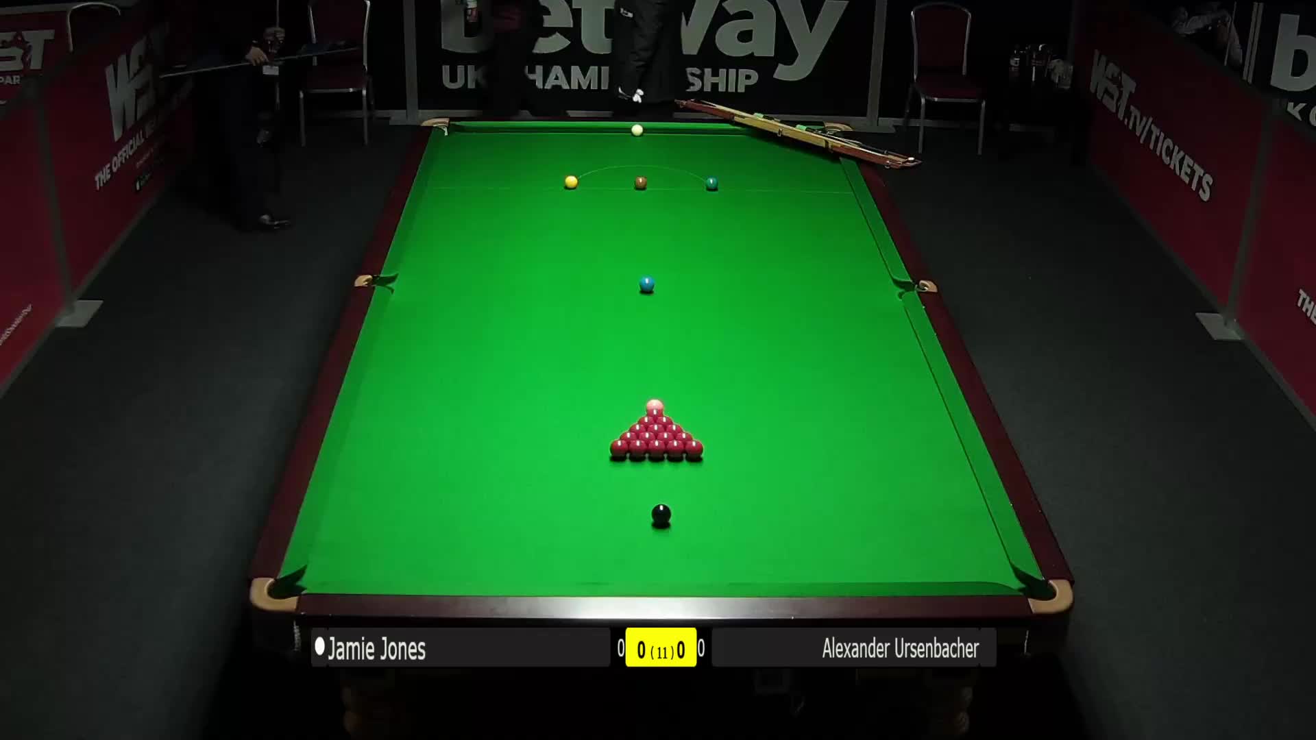 杰米·琼斯	VS	亚历山大·乌森巴赫12月1日斯诺克英锦赛 上半场清流