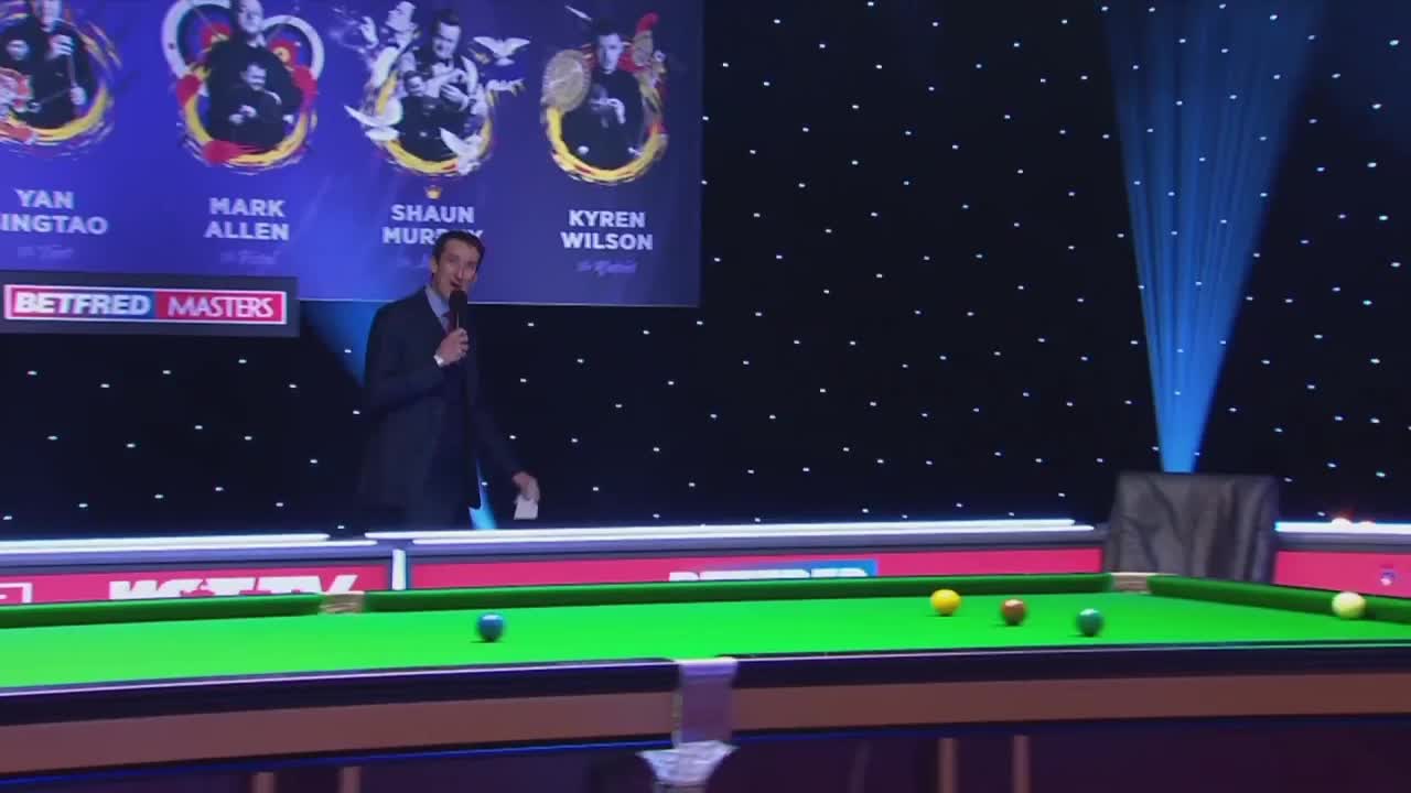 约翰·希金斯VS马克·艾伦 14日斯诺克大师赛 上 解说台-李照解说