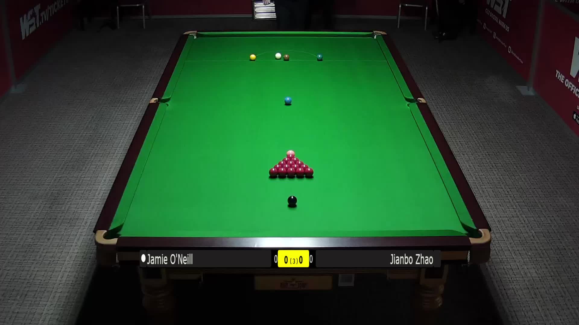 詹姆·奥尼尔VS赵剑波 21日斯诺克WST Pro系列赛