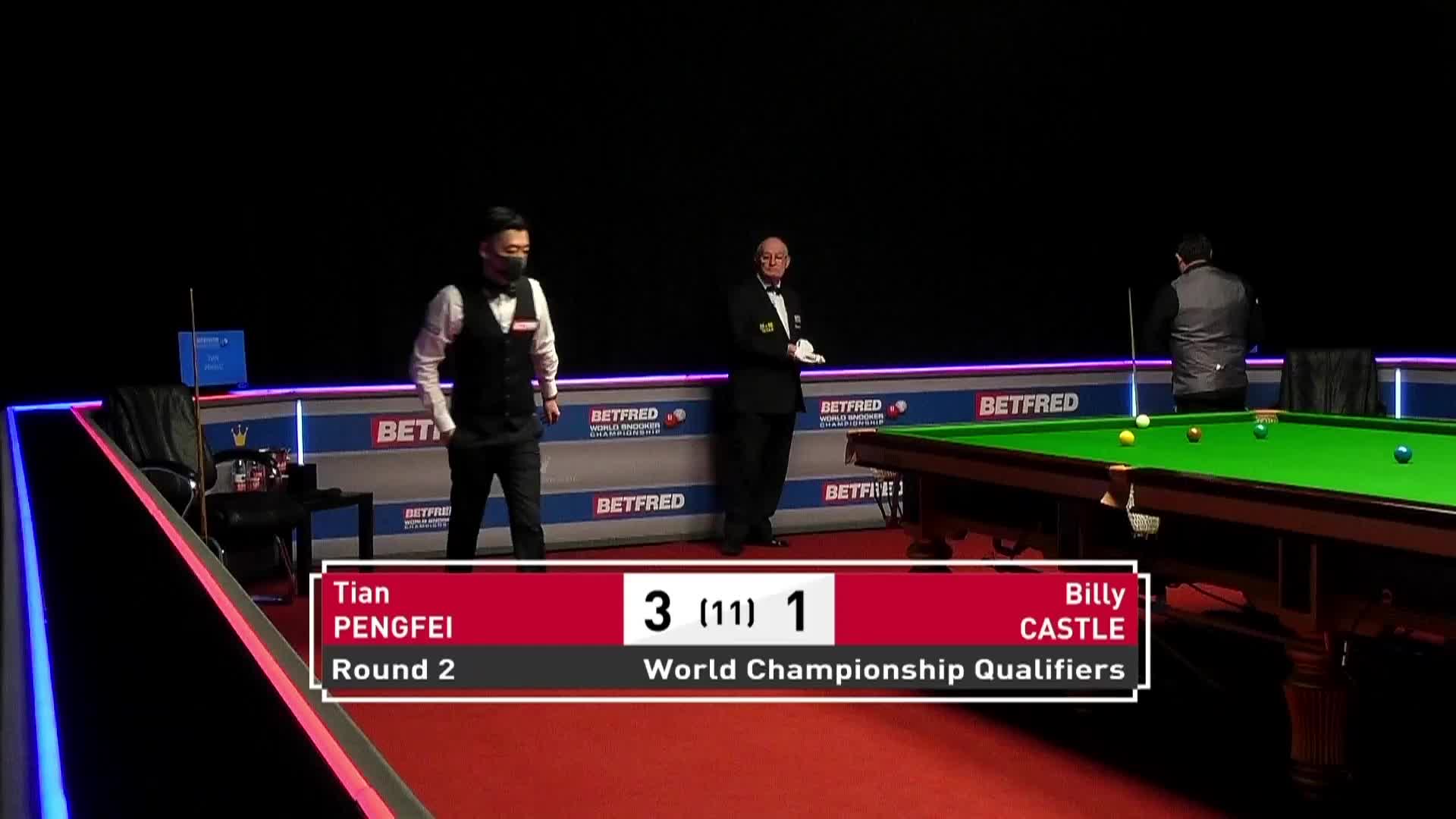 田鹏飞 VS 比利·卡斯特尔 清流 世锦赛资格赛下半场