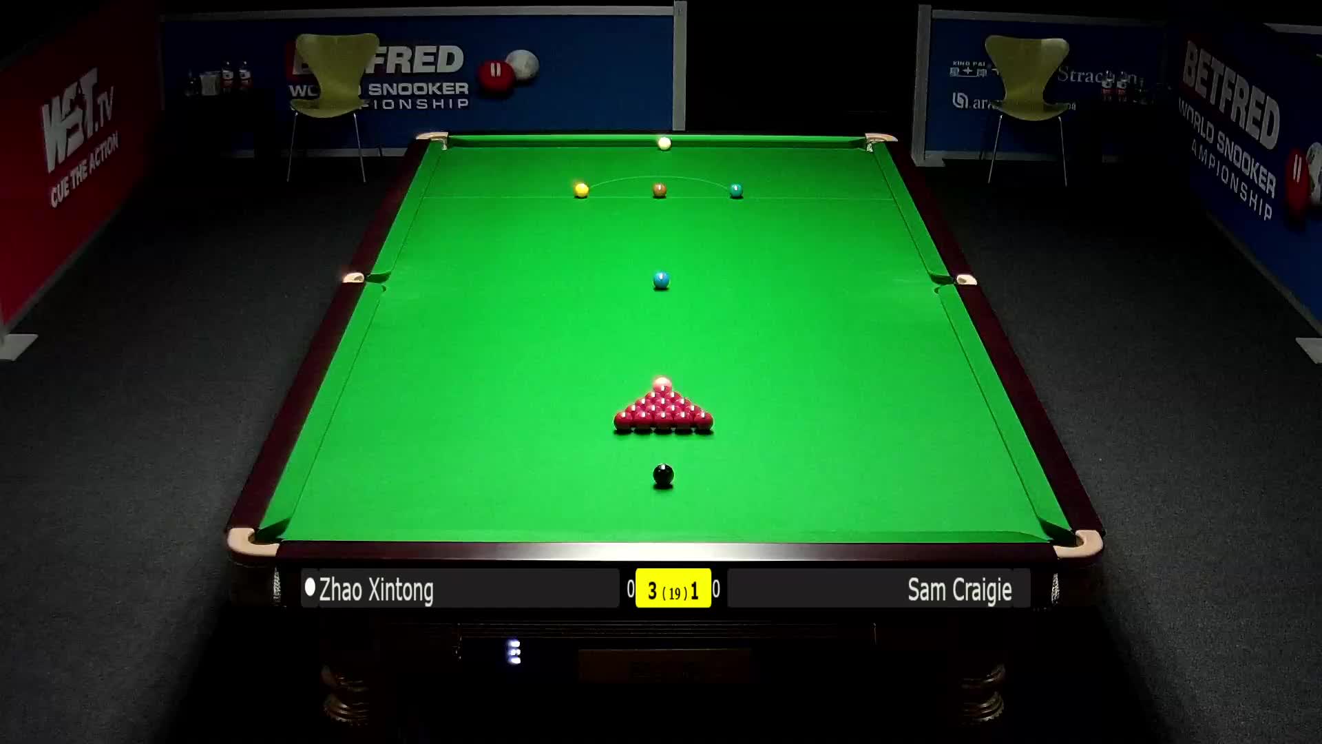 赵心童vs 山姆·克雷吉清流世锦赛资格赛第一阶段下半场