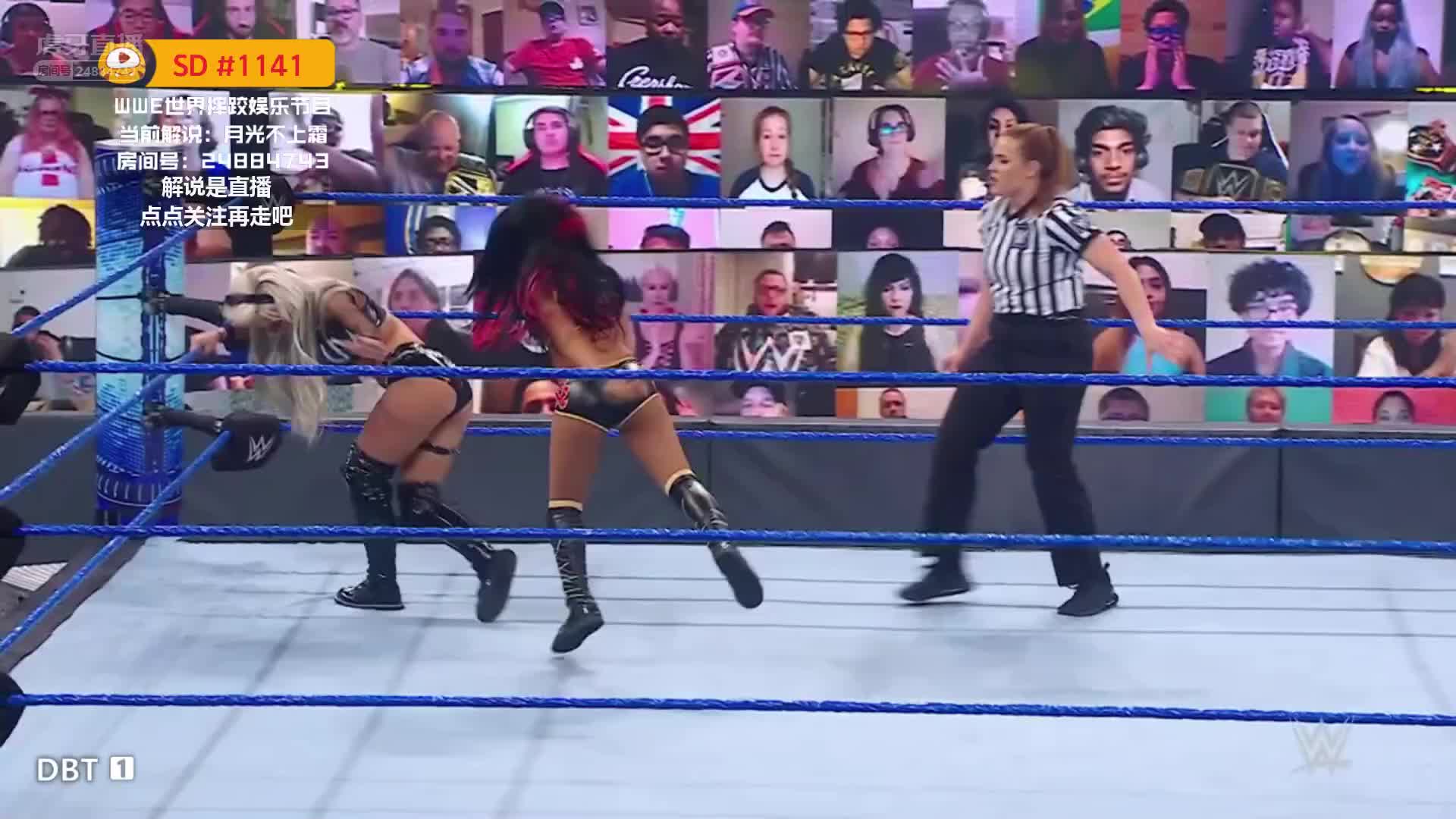 两个妹子连滚带爬互相压制 摩根输掉比赛暴怒