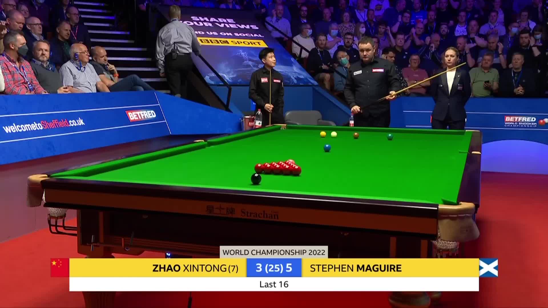 赵心童  VS  斯蒂芬·马奎尔   2022世锦赛 第二阶段  清流