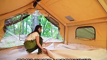 第2集：女人独自在暴雨中露营生活，在野外搭建帐篷，过上惬意的生活