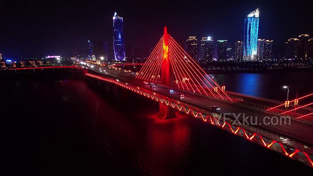 江西南昌朝阳大桥夜景灯光-实拍视频