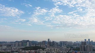 城市天際線黎明天空云海飄動-實拍視頻