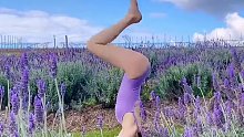 今天是你的薰衣草瑜伽小公主哦#户外瑜伽 #在这遇见紫色花海 #没错是我的腿呀