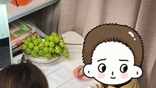 妈妈询问男孩做作业有没有开小差？葡萄给出了答案