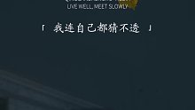我连自己都猜不透，怎敢奢望别人能够懂我，活到现在，拿得起，放的下的只有筷子，别说来日
