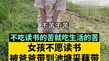 读书苦不苦？女孩不愿读书被爸爸带到池塘采藕带后崩溃大哭