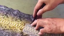 男子手工制作一双蟒蛇鞋，女孩子都不会喜欢。