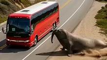 海象来到马路上，跟发了疯一样拦住大巴，司机得知原因后感激不已