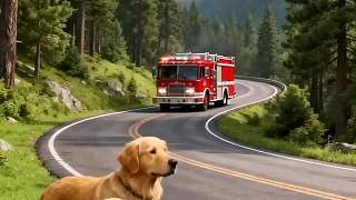 金毛攔住消防員