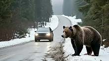 黑熊拦车求救