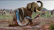 难以忍受!大象母亲接受对巨型蟒蛇的失败，因为它太强了蟒蛇