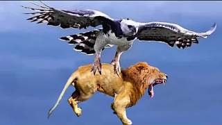 哇!老鹰击倒狮子以证明它的力量-老鹰忙着打猎狐狸和山羊