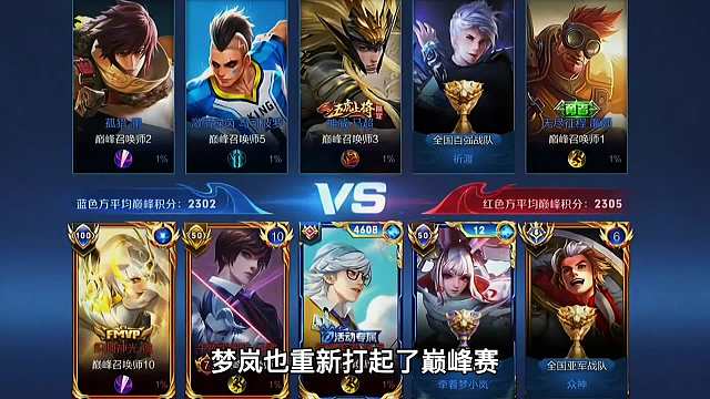 2300分巅峰赛，梦岚携手国服张飞水晶里拿下五连绝世，顶级配合