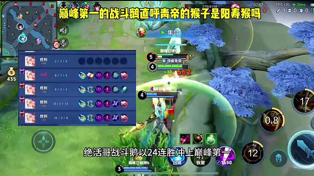 巅峰第一的战斗鹅想蹲青帝被预判，不可置信直呼阳寿猴玩游戏