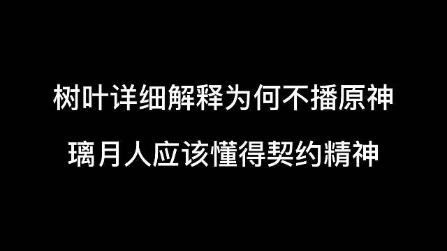树叶详细解释为何不能播原神，大家都是璃月