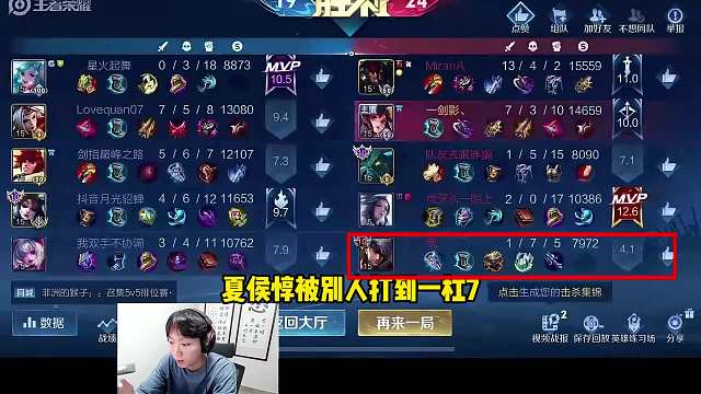 孤影和队友闹矛盾，4.1评分夏侯惇赛后竟还要挖黑历史嘲讽 #孤影 #夏侯惇 #给世界一点小小的王者震撼  #王者荣耀 #王者荣耀创作者激励计划