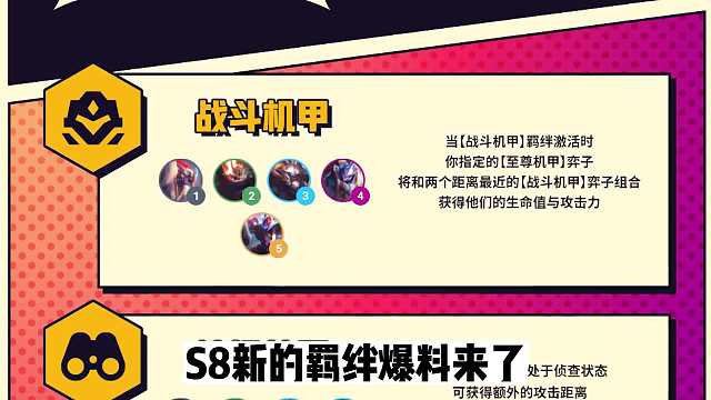 云顶之弈S8羁绊爆料，合体机甲以及2个灵活走位羁绊！