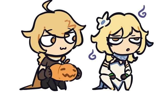 派蒙：金毛阿姨叔叔们~万圣节快乐！