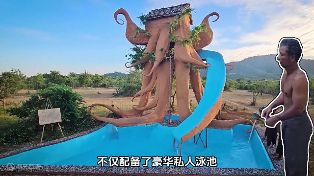 搭建在树上的房子并设计成章鱼形状你爱了吗，荒野建造超长完整版 #荒野建造 #原始技术 #木屋建造 #