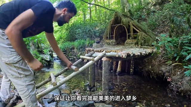 带上狗子在河边搭建庇护所，儿时理想中的样子他都替你们过了个遍 #野外建造 #荒野建造 #野外生活 #