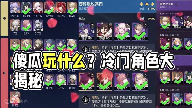 1.6角色使用率，冷门角色到底是哪些傻瓜在玩啊？ 为了卡妈，你付出了什么？ #崩坏星穹铁道 #庸与神