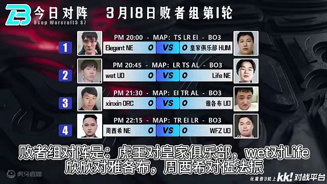双冠王Life领衔败者组！ Bcup第7赛季3月18日直播预告！#bbc #张宏圣 #魔兽争霸3 #