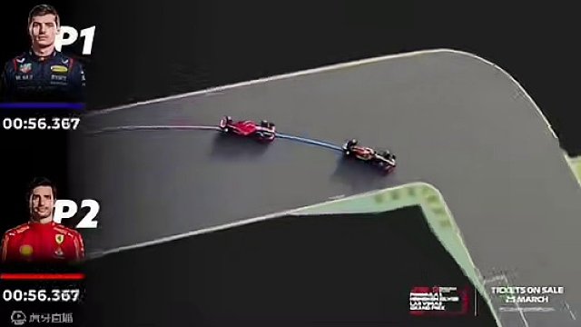 #2024f1澳大利亚大奖赛  排位赛维斯塔潘vs赛恩斯，精彩的缠斗，赛恩斯在T9到T10明显慢了，