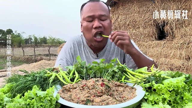 鲭鱼茄子汤，一大口红糯米，配新鲜辣椒，老马吃的也太香了吧 #傣味 #户外美食 #咀嚼声 #咀嚼音解压