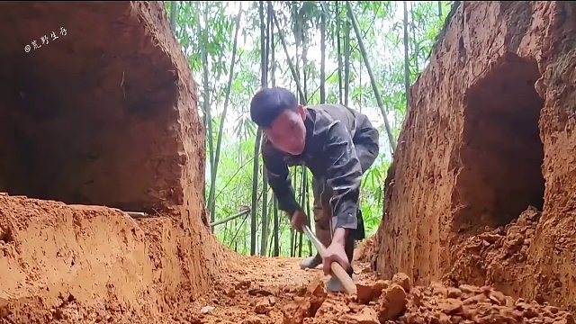 这是我见过最隐蔽的庇护所他深藏在2米深的地下！#解压 #荒野建造 #野外建造