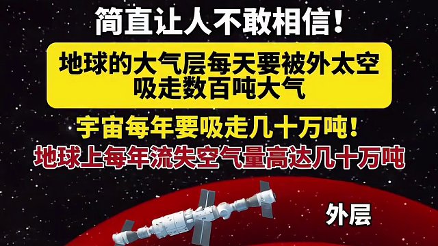 简直让人不敢相信！地球的大气层每天要被外太空吸走数百吨大气！