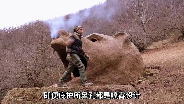 独自在荒野建造生存庇护所，这么霸气的猛兽獠牙造型你打几分？ #荒野建造 #解压 #野外生存
