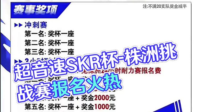 超音速SKR杯-株洲挑战赛 报名开启！时间：2024.5.11-5.12  参赛地址：株洲国际卡丁车
