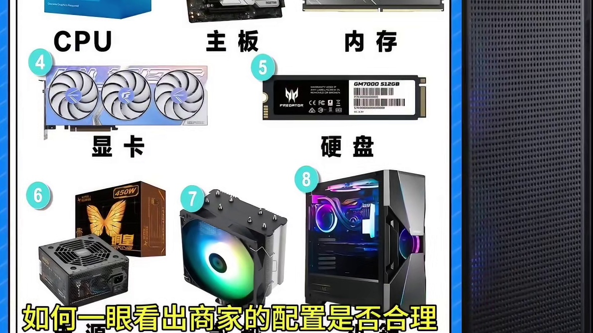 电脑八大硬件，哪些可以选丐版的，cpu怎么选？