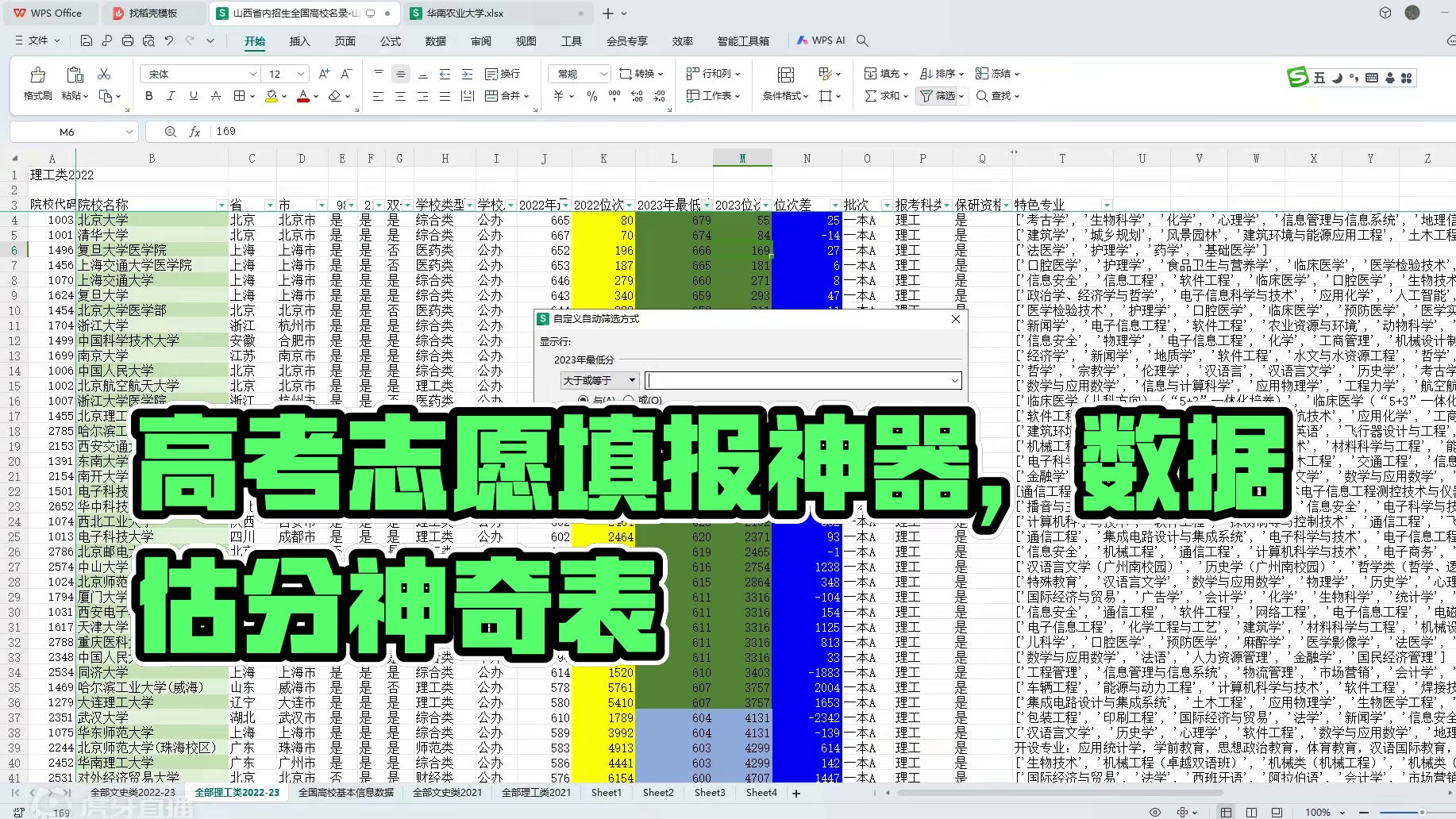 高考志愿不求人-志愿填报师的秘密武器 报志愿数据表格