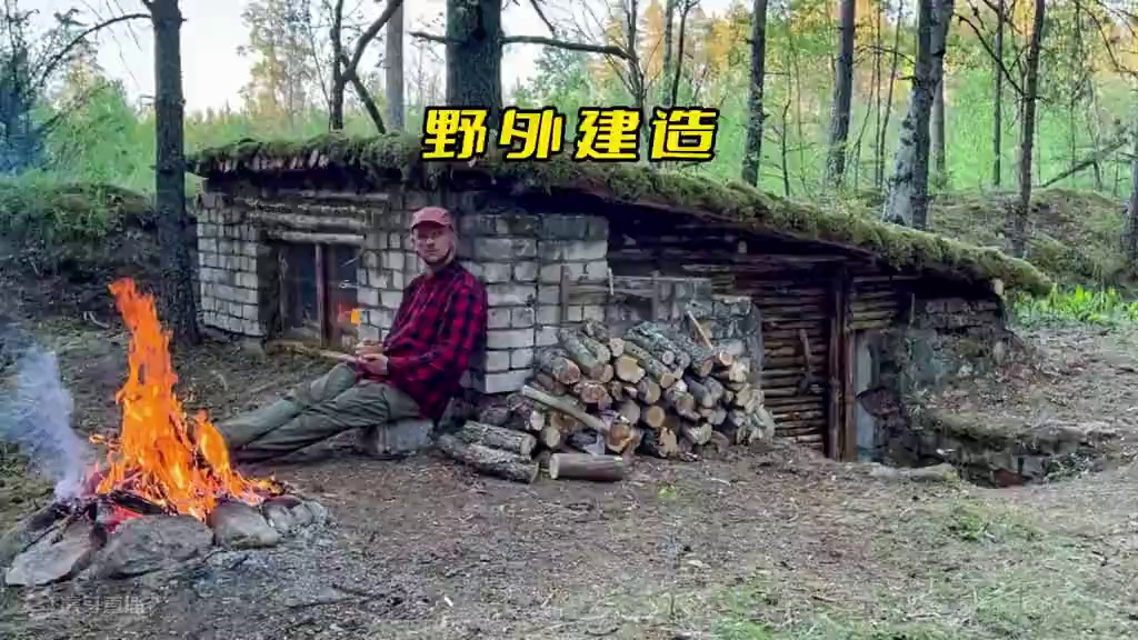 男人意外发现废弃小屋，将其改造成完美的秘密基地 #野外建造 #建造过程 #庇护所