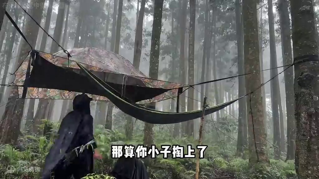【无限露营】还有高手！暴雨中的树帐篷 #露营 #雨中露营 #助眠 #解压