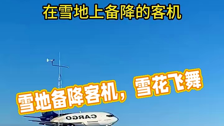 在雪地上备降的客机，一路雪花飞舞#飞机