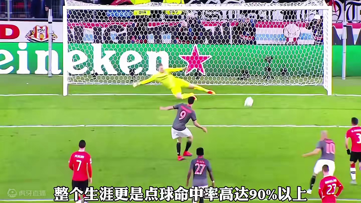“莱万主罚点球的绝技，命中率让C罗和梅西都沦为弟弟”#莱万 #c罗 #欧洲杯