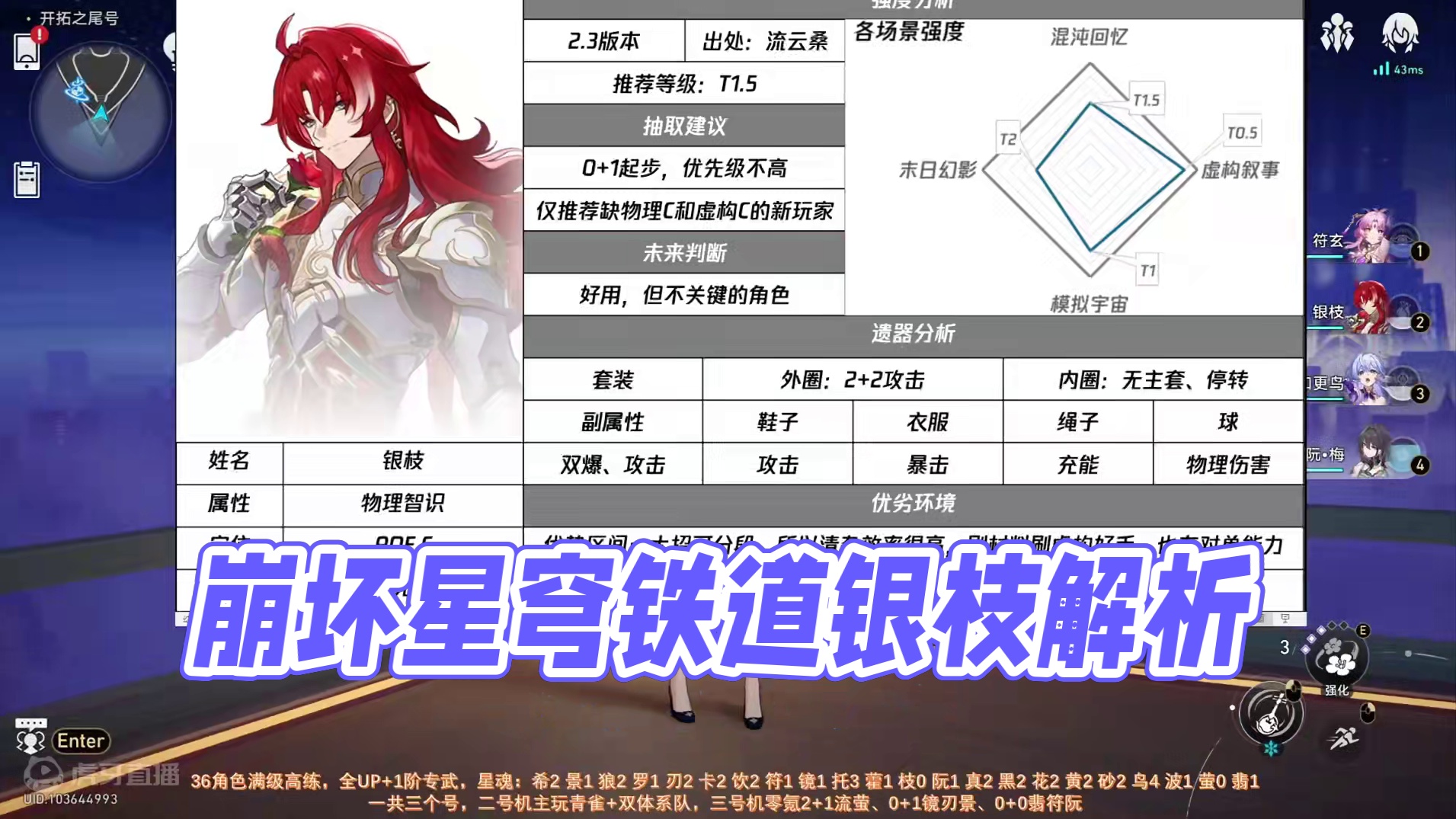 全角色解析#41——银枝 反正已经不推荐抽了，看看就行#崩坏星穹铁道  #再见匹诺康尼