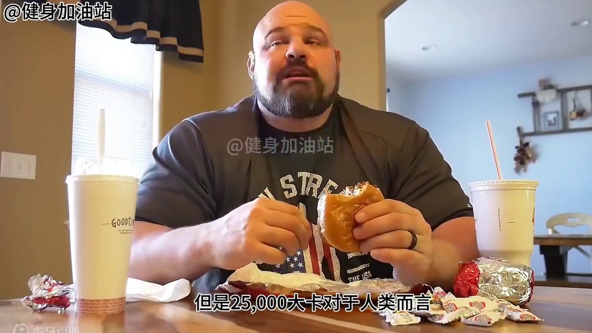 大力士一天挑战吃 25000 大卡热量，相当于普通人 10 天的饮食！！！#识货种草官 #健身加油站